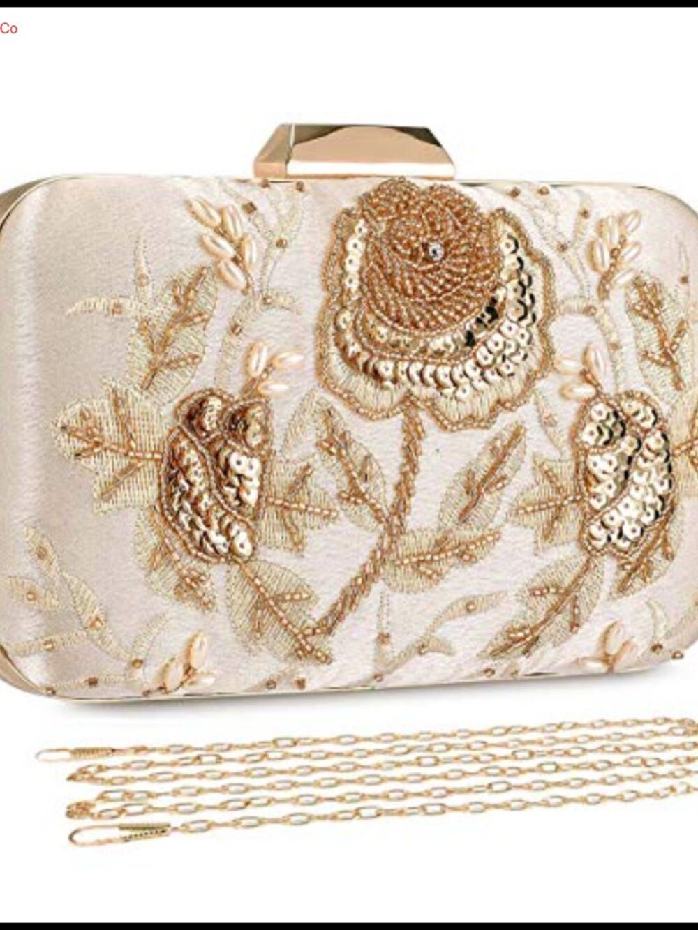 Beaded Sequins Embroidery Clutch Evening Bag Wristlet Purse